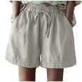 thumbnail image 1 of Uaswgudfs Lace-Trim Women's Summer Shorts - Cotton Blend Elastic Waist 3.5" Inseam Casual Comfort​ White M, 1 of 4