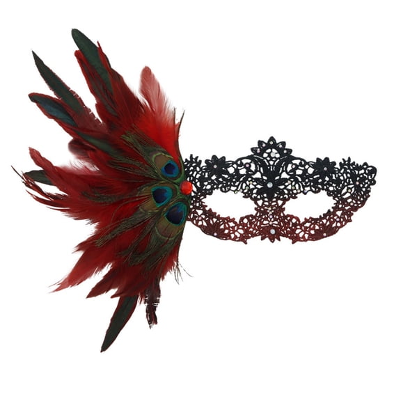 Uaswgudfs Ladies' Carnival Lace Feather Mask Detachable Prop Masquerade Costume Accessory, Gradient Feather Decorated Eye Mask