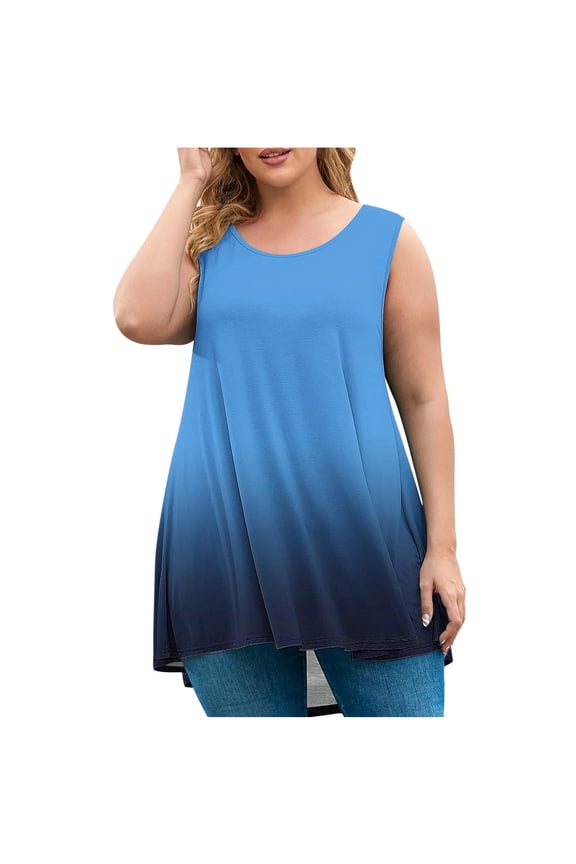 Long Tank Tops for Women Plus Size Sleevelss Tunic Casual Summer Clothes Swing Shirts Boat Neck Blouse 2025