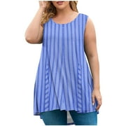 UASWGUDFS Long Tank Tops for Women Plus Size Sleevelss Tunic Casual Summer Clothes Swing Shirts Boat Neck Loose Blouse 2025
