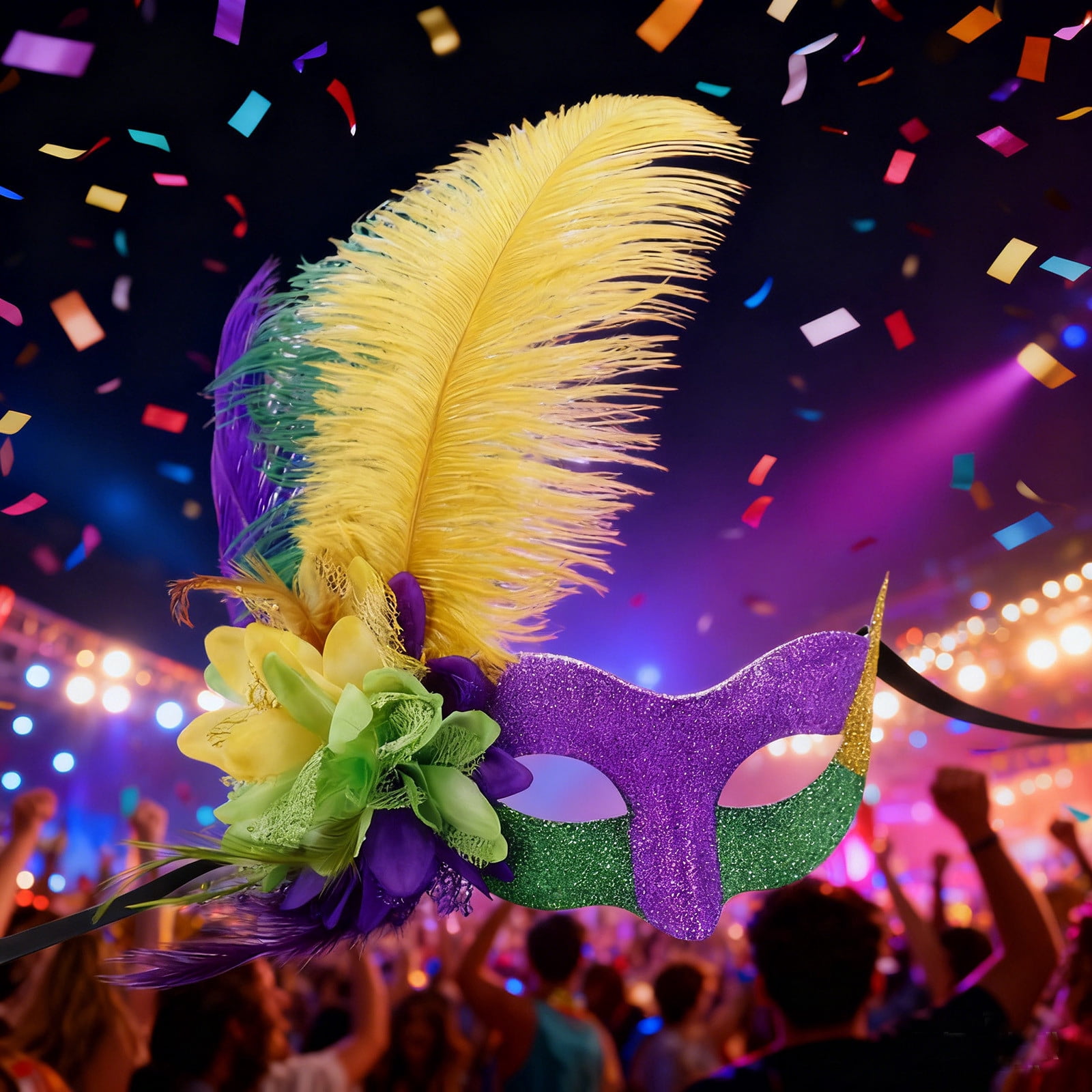 Uaswgudfs Mardi Gras Feather Mask Adult Costume Accessory  display picture 2