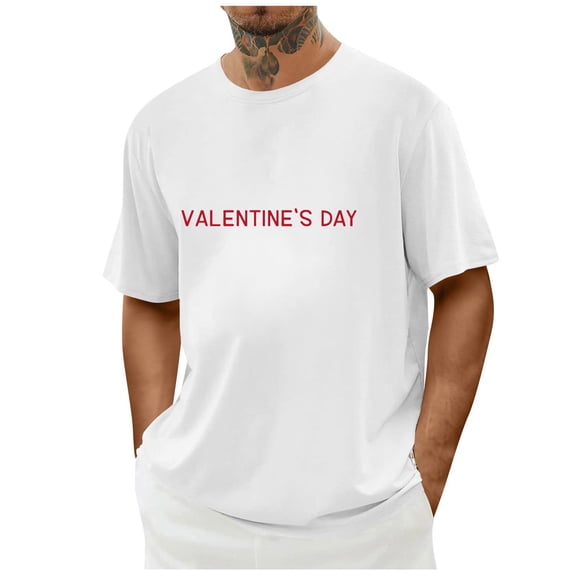 Uaswgudfs Men's Casual Short Sleeve T-Shirt - Valentine's Day Shirts for Men, Round Neck Men's Tops, Everyday Wear Men's Apparel for Daily