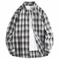 thumbnail image 1 of Uaswgudfs Men's Vintage Plaid Button Down Long Sleeve Shirt Casual Loose Fit Top, Retro Shirt, Fall Winter Outfit Brown 3XL, 1 of 9