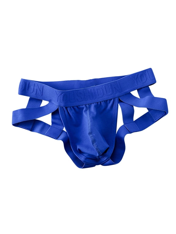 Uaswgudfs Mens Jockstrap Underwear for Men Low Rise Cotton Breathable Underpants Blue M