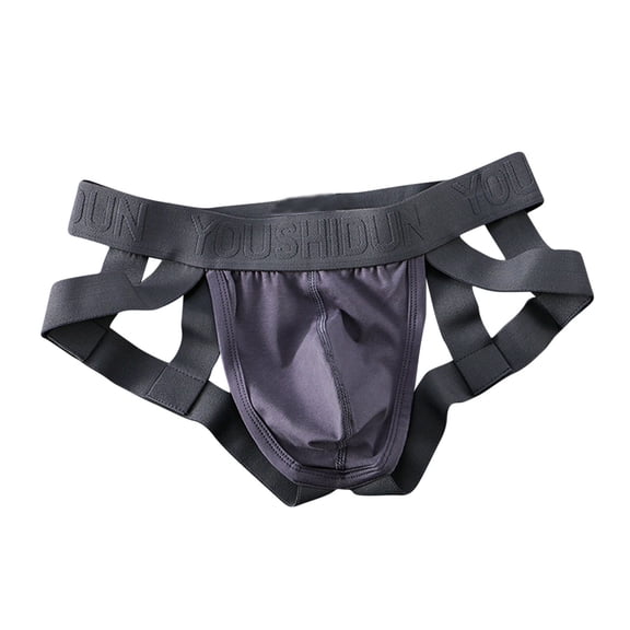 Uaswgudfs Mens Jockstrap Underwear for Men Low Rise Cotton Breathable Underpants Gray M