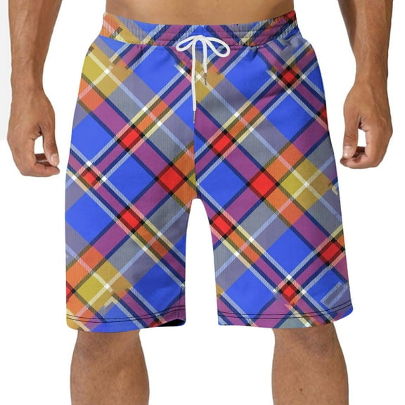 Uaswgudfs Mens Pajama Shorts Plaid Pajama Bottom Elastic Waist Drawstring Casual Short Pants with Pockets