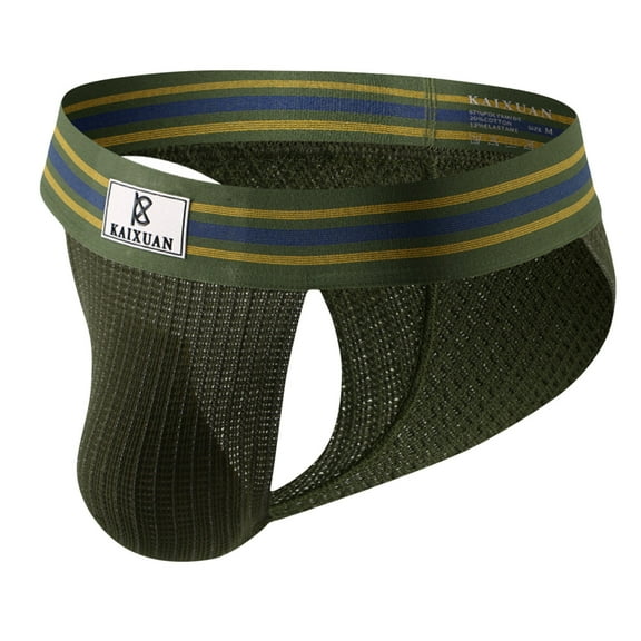 Uaswgudfs Mens Underwear Breathable Low Rise Bikini Underpants Briefs Army Green L