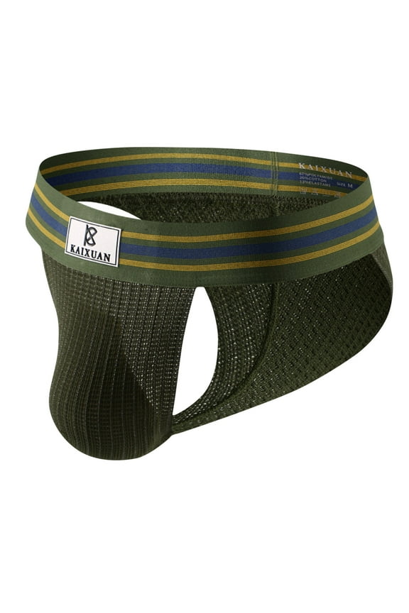 Uaswgudfs Mens Underwear Breathable Low Rise Bikini Underpants Briefs Army Green L