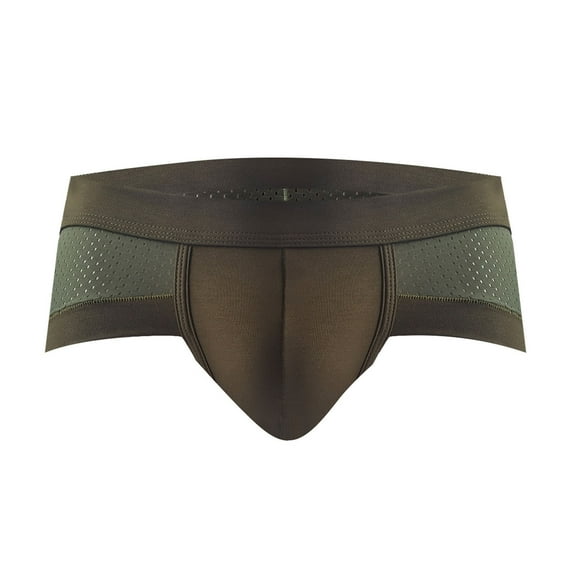 Uaswgudfs Mens Underwear Cotton Mesh Thongs Short Leg Low Rise Breathable Underpants Army Green L