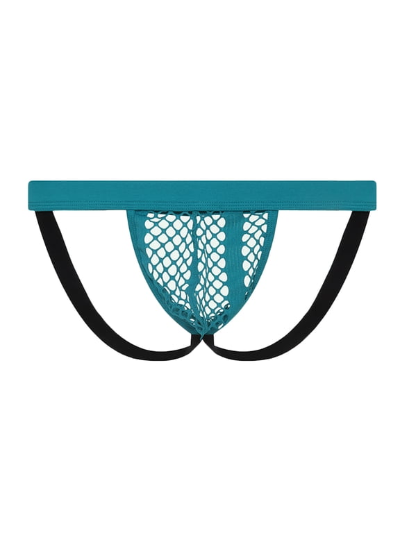 Uaswgudfs Mens Underwear Fishnet See Through Thong Low Rise Breathable Jockstrap Underpants Green L
