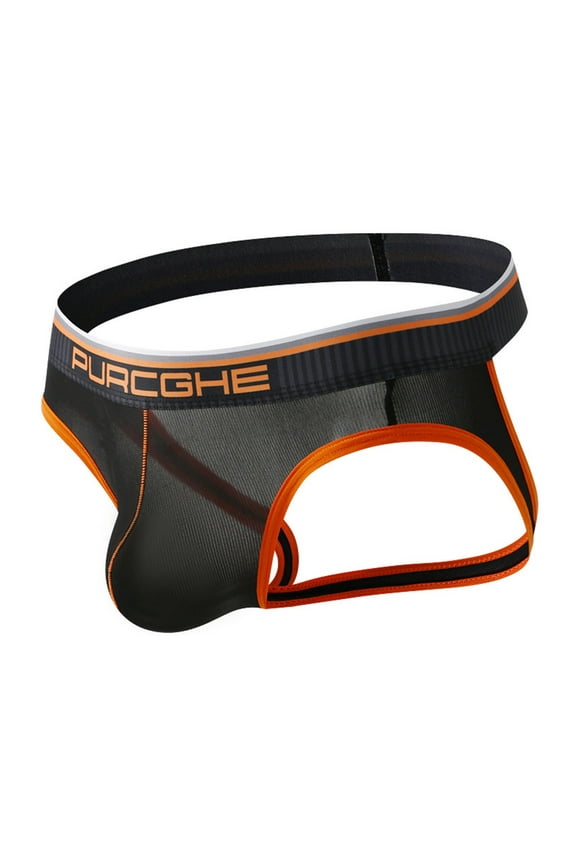 Uaswgudfs Mens Underwear Low Rise Breathable Jockstrap Translucent Comfortable Underpants Black XL