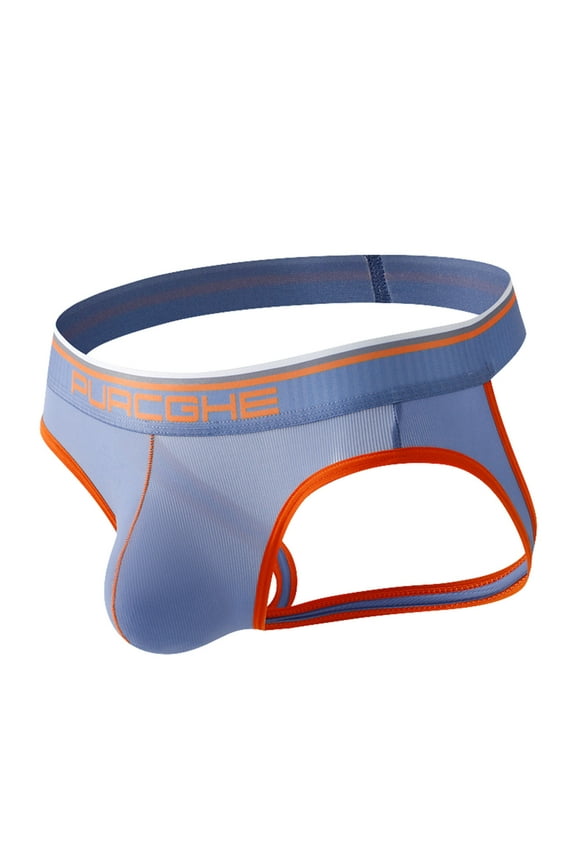 Uaswgudfs Mens Underwear Low Rise Breathable Jockstrap Translucent Comfortable Underpants Blue L