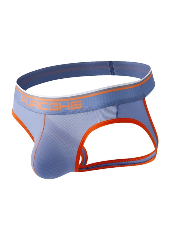 Uaswgudfs Mens Underwear Low Rise Breathable Jockstrap Translucent Comfortable Underpants Blue L