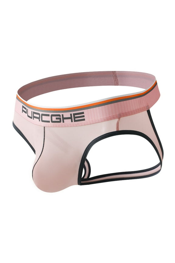 Uaswgudfs Mens Underwear Low Rise Breathable Jockstrap Translucent Comfortable Underpants Pink XL