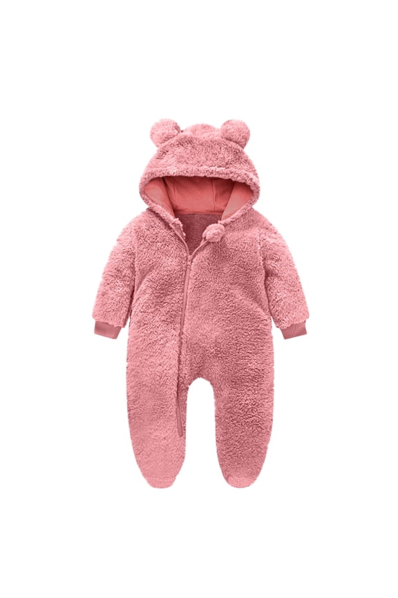 Uaswgudfs Newborn Baby Girl Boy Outfits Cartoon Bear Snowsuit Winter Warm Clothes Coat Infant Footies Jumpsuits