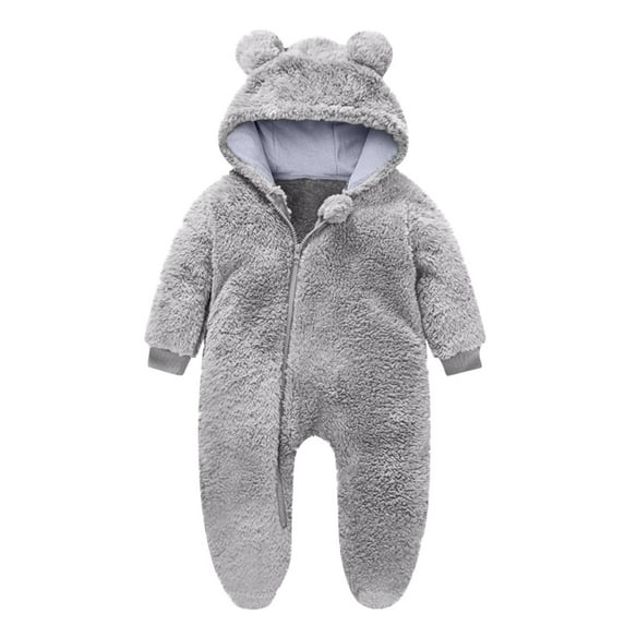Uaswgudfs Newborn Baby Girl Boy Outfits Cartoon Bear Snowsuit Winter Warm Clothes Coat Infant Footies Jumpsuits