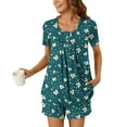 thumbnail image 1 of Uaswgudfs Pajama Sets for Women 2 Piece Cotton Short Sleeve Casual Sleepwear Soft Pj Sets Scoop Neck Top and Shorts Loungewear for Summer, 1 of 6