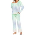 thumbnail image 1 of Uaswgudfs Pajama Sets for Women 2 Piece Soft Cute Pjs Round Neck Long Sleeve Lounge Set for Summer Sleepwear 2025, 1 of 6