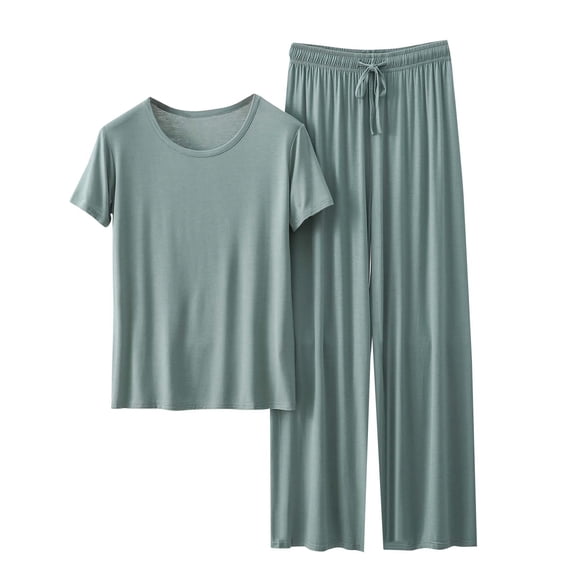 Uaswgudfs Pajamas Women's Cotton Short Sleeve Sleepwear Pullover Pj Sets Soft Loungewear Casual Pajama Set for Women 2025
