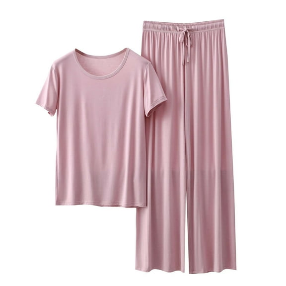 Uaswgudfs Pajamas Women's Cotton Short Sleeve Sleepwear Pullover Pj Sets Soft Loungewear Casual Pajama Set for Women 2025