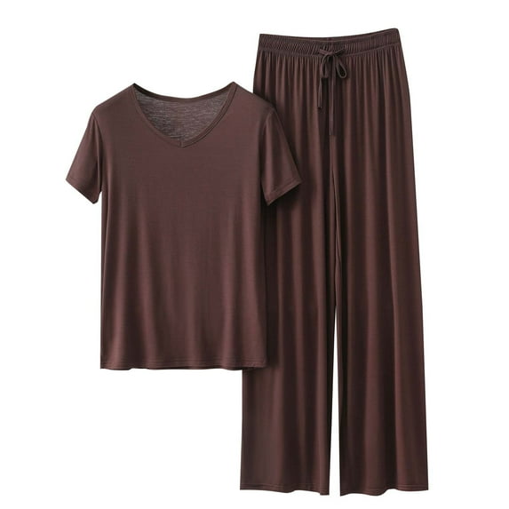 Uaswgudfs Pajamas Women's Cotton Short Sleeve Sleepwear Pullover Pj Sets Soft Loungewear Casual Pajama Set for Women