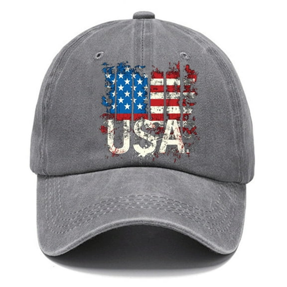 Uaswgudfs Patriotic USA Baseball Cap with Embroidered US Flag - 4th of July & Independence Day Celebration Hats Gray