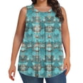 thumbnail image 1 of Uaswgudfs Plus Size Women's Casual Loose Graphic Tank Top Leaf Print, Lightweight Loose Fit Sleepwear & Daily Blouse, Stretchy Comfortable 2 - in - 1 Wear for Women Green 3XL, 1 of 7