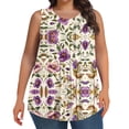 thumbnail image 1 of Uaswgudfs Plus Size Women's Graphic Heart Print Blouse, Flowy Tank Top, Stretch Summer Casual Wear, Plus Fit Tops Beige XL, 1 of 7