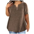 thumbnail image 1 of Uaswgudfs Plus Size Women's V-Neck Short Sleeve Lightweight Blouse with Functional Chest Pocket and Oversizes Fit Top, 1 of 6