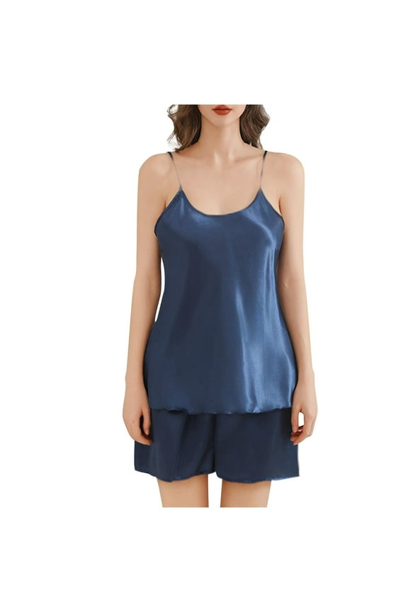 Satin finish Womens Cami Shorts Pajama Sets Soft 2 Piece Pj Lounge Set Playful and cute Sleep Sleepwear 2025