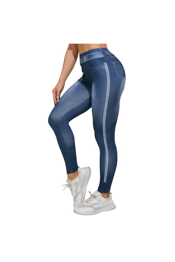 Seamless High-Waisted Yoga Pants - Form-Fitting Stretch for Athletic Workouts & Modern Gym Style Blue M