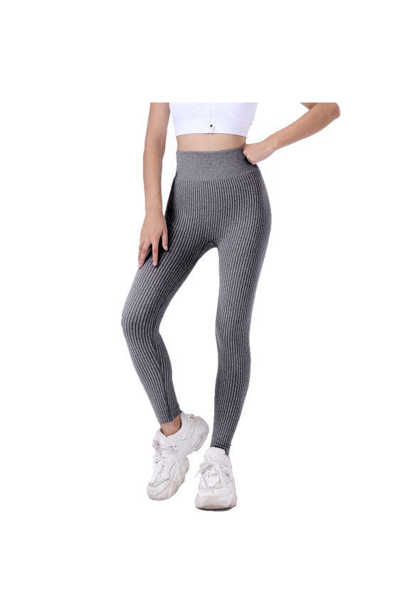 Seamless High-Waisted Yoga Pants Leggings - Form-Fitting Workout with Enhanced Mobility for Women's Athletic & Gym Performance Gray M