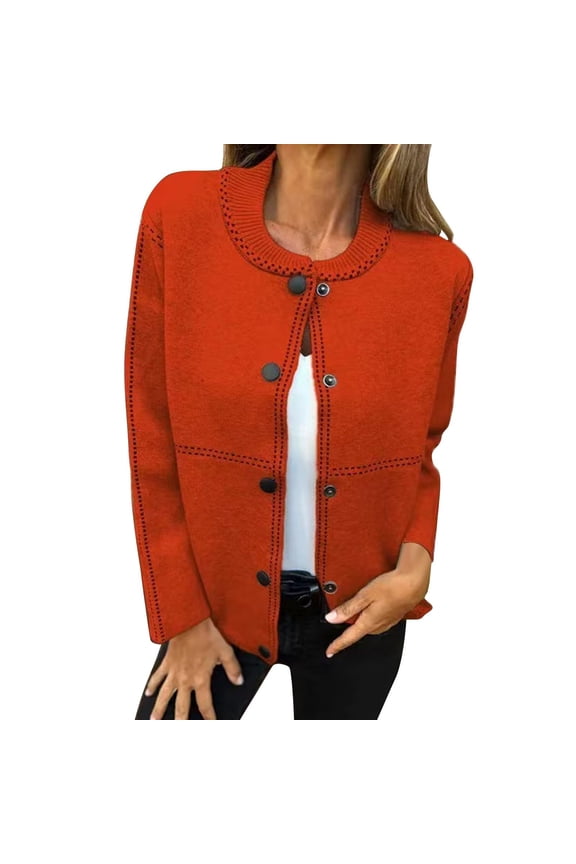 ​Short Straight-Cut Coat: Women's Autumn Ribbed Neckline & Contrast Stitching - Structured Warm Fabric for Commuter Wear​