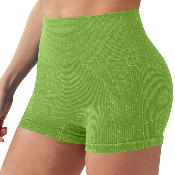 Uaswgudfs Shorts for Women High Waisted Textured Stretch with Tummy Control - Everyday Casual Comfort Figure Flattering Shorts Green S