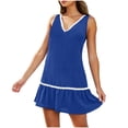 thumbnail image 1 of Uaswgudfs Sleeveless A-Line Tiered Flowy Dress with V-Neck Accents - Women's Casual Summer Sundress for Resort & Beachwear Blue XL, 1 of 8