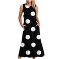thumbnail image 1 of Uaswgudfs Sleeveless Dot-Print Tiered Maxi Sundress - Casual Summer Dresses for Women 2025 with Pockets & Flowy Silhouette Black L, 1 of 4