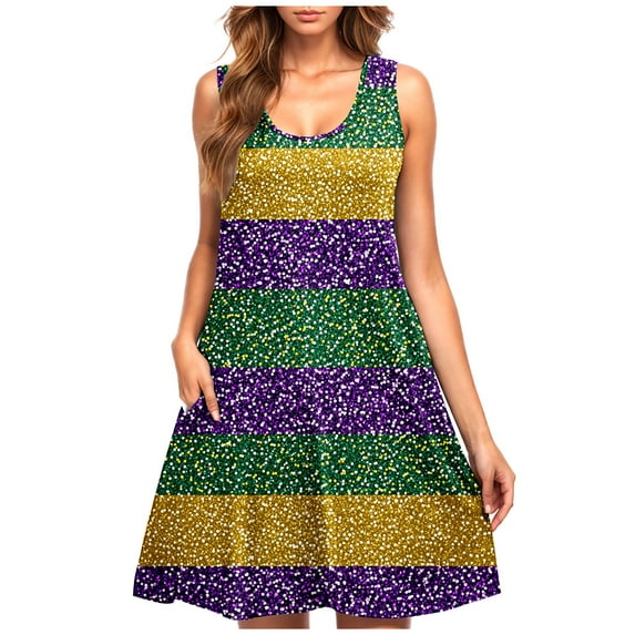 Uaswgudfs Sleeveless Embellished Midi Dress for Women - Feather & Bead Accents Party Sundress with Lightweight Flowy Fabric for Summer Casual Occasions