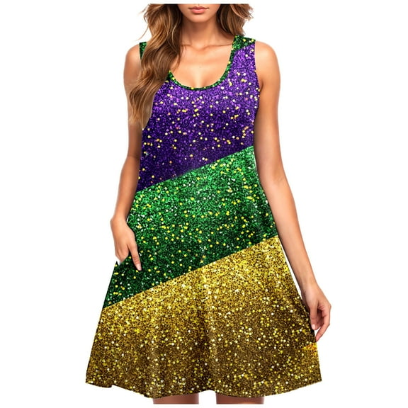 Uaswgudfs Sleeveless Embellished Midi Dress for Women - Feather & Bead Accents Party Sundress with Lightweight Flowy Fabric for Summer Casual Occasions