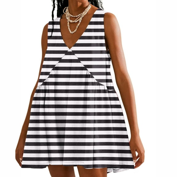 Uaswgudfs Sleeveless Square Neck Ruffled Hem Sundress - Summer Dresses for Women 2025 Casual Midi Dress with Bow Strap Detail Black L