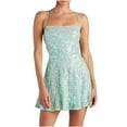 thumbnail image 1 of Uaswgudfs Sleeveless Summer Dresses for Women 2025: Square Neck Sequin-Embroidered Flared Sundress - Casual Glamour for Evening Parties or Resort Wear Green L, 1 of 6