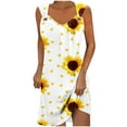 thumbnail image 1 of Uaswgudfs Sleeveless Sunflower & Heart Accent Midi Dress - Summer Dresses for Women 2025 Casual Sundress with Stretch Fabric & Buckle Strap Detail White S, 1 of 5
