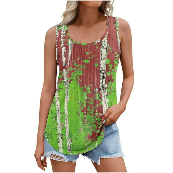 Uaswgudfs Sleeveless Tank Top for Women with Lightweight Breathable Cotton Blend Design, Perfect for Everyday Comfort and Easy Styling Multicolor-B XL