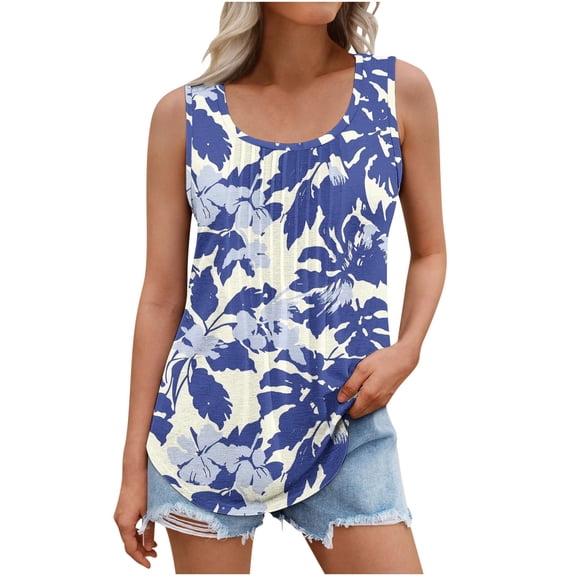 Uaswgudfs Sleeveless Tank Top for Women with Lightweight Breathable Cotton Blend Design, Perfect for Everyday Comfort and Easy Styling Blue 5XL