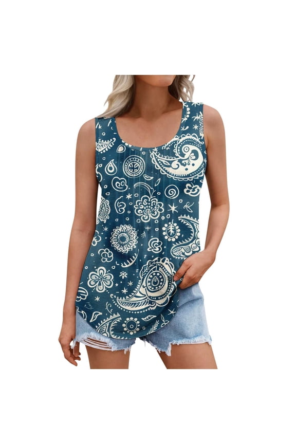 Sleeveless Tank Top for Women with Lightweight Breathable Cotton Blend Design, Perfect for Everyday Comfort and Easy Styling Blue-A S