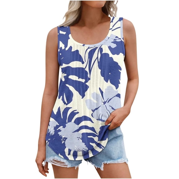 Uaswgudfs Sleeveless Tank Top for Women with Lightweight Breathable Cotton Blend Design, Perfect for Everyday Comfort and Easy Styling Blue-B M