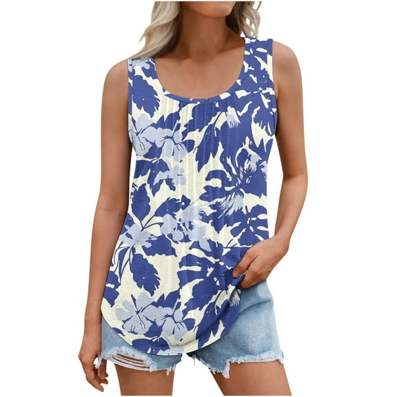 Uaswgudfs Sleeveless Tank Top for Women with Lightweight Breathable Cotton Blend Design, Perfect for Everyday Comfort and Easy Styling Blue L