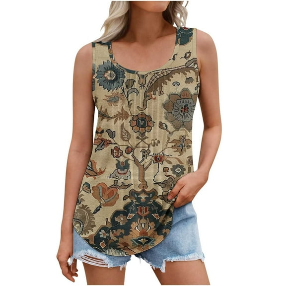 Uaswgudfs Sleeveless Tank Top for Women with Lightweight Breathable Cotton Blend Design, Perfect for Everyday Comfort and Easy Styling Gray-A 2XL