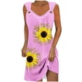 thumbnail image 1 of Uaswgudfs ​Sleeveless V-Neck Fitted Sundress - Summer Dresses for Women 2025 Casual Midi Dress with Sunflower Motifs & Side Slit Pink XXL, 1 of 5