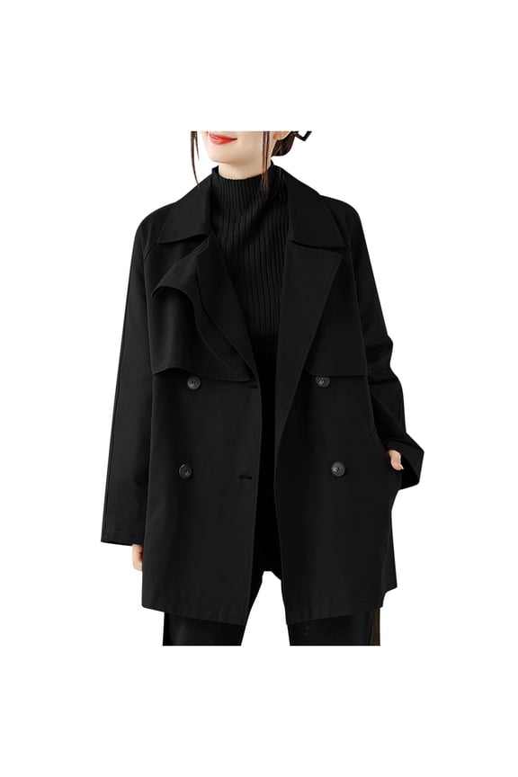 ​Straight-Cut Relaxed Coat: Double-Breasted, Asymmetrical Overlap & Hip-Length for Modern Autumn Style