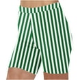 thumbnail image 1 of Uaswgudfs ​Striped Summer Lounge Shorts for Women - High Waist 4" Inseam Lightweight Comfort​ Green S, 1 of 5